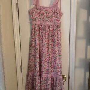 By the River Floral Pink Maxi Dress